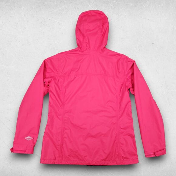 Columbia Hooded Rain Jacket Women L Pink Omni-Tech Lined Winter Outdoor Techwear - Picture 3 of 11